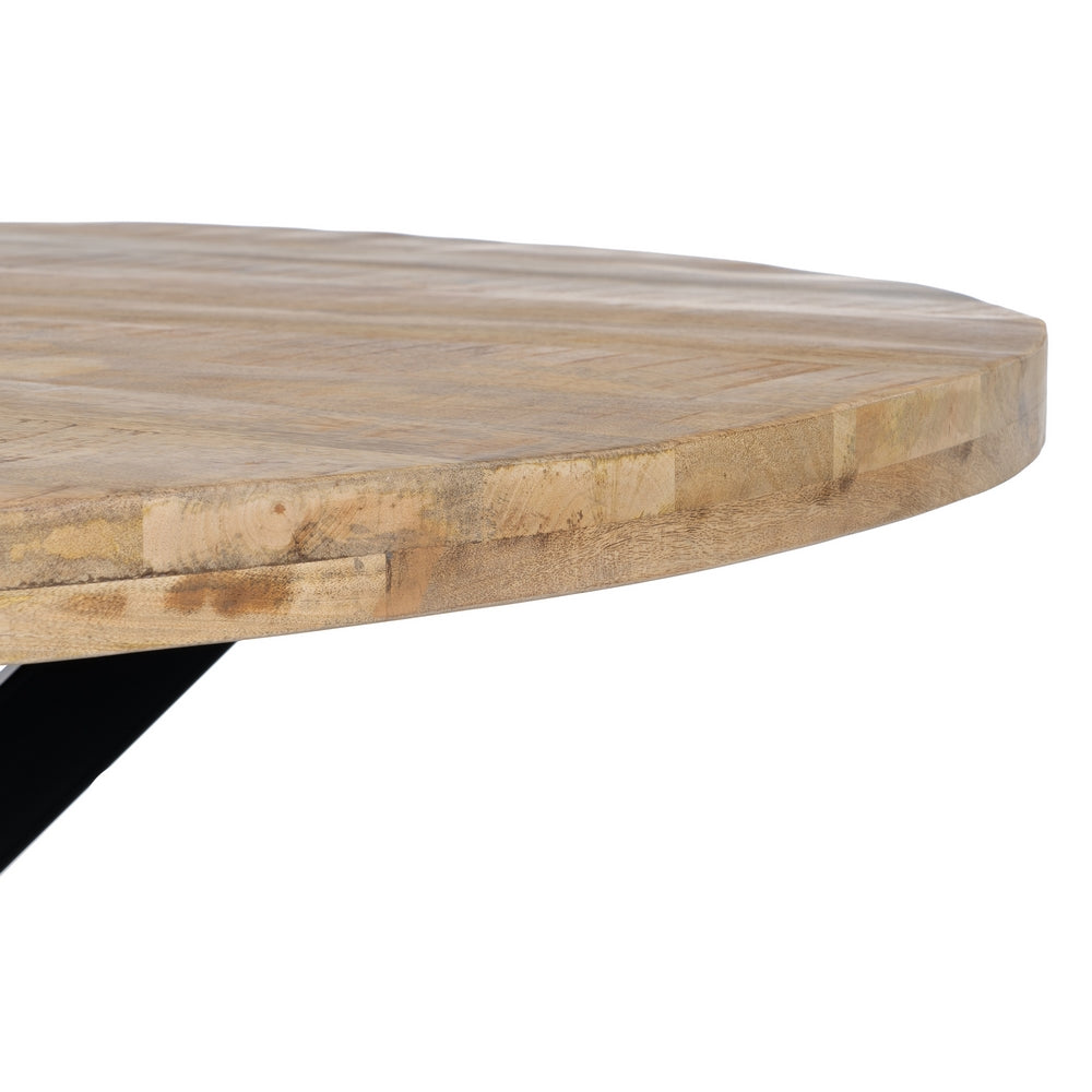 Mesa Comedor Natural-negro Madera-hierro 150 X 150 X 77 Cm - IXIA