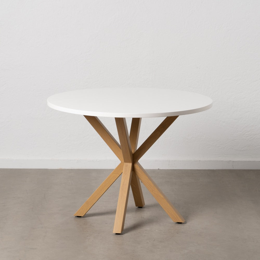 Mesa Comedor Blanco-natural Dm-metal 100 X 100 X 76 Cm - IXIA