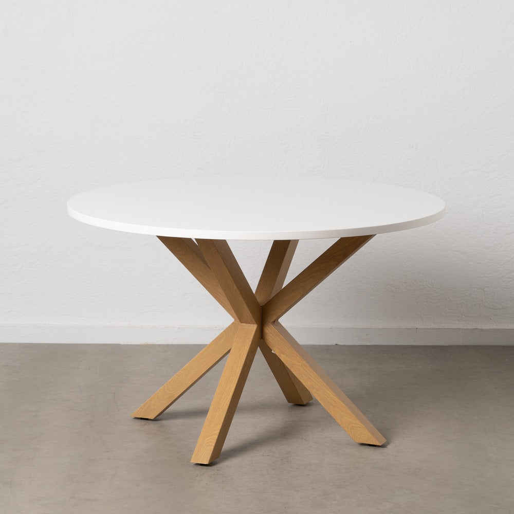 Mesa Comedor Blanco-natural Dm-metal 120 X 120 X 76 Cm - IXIA