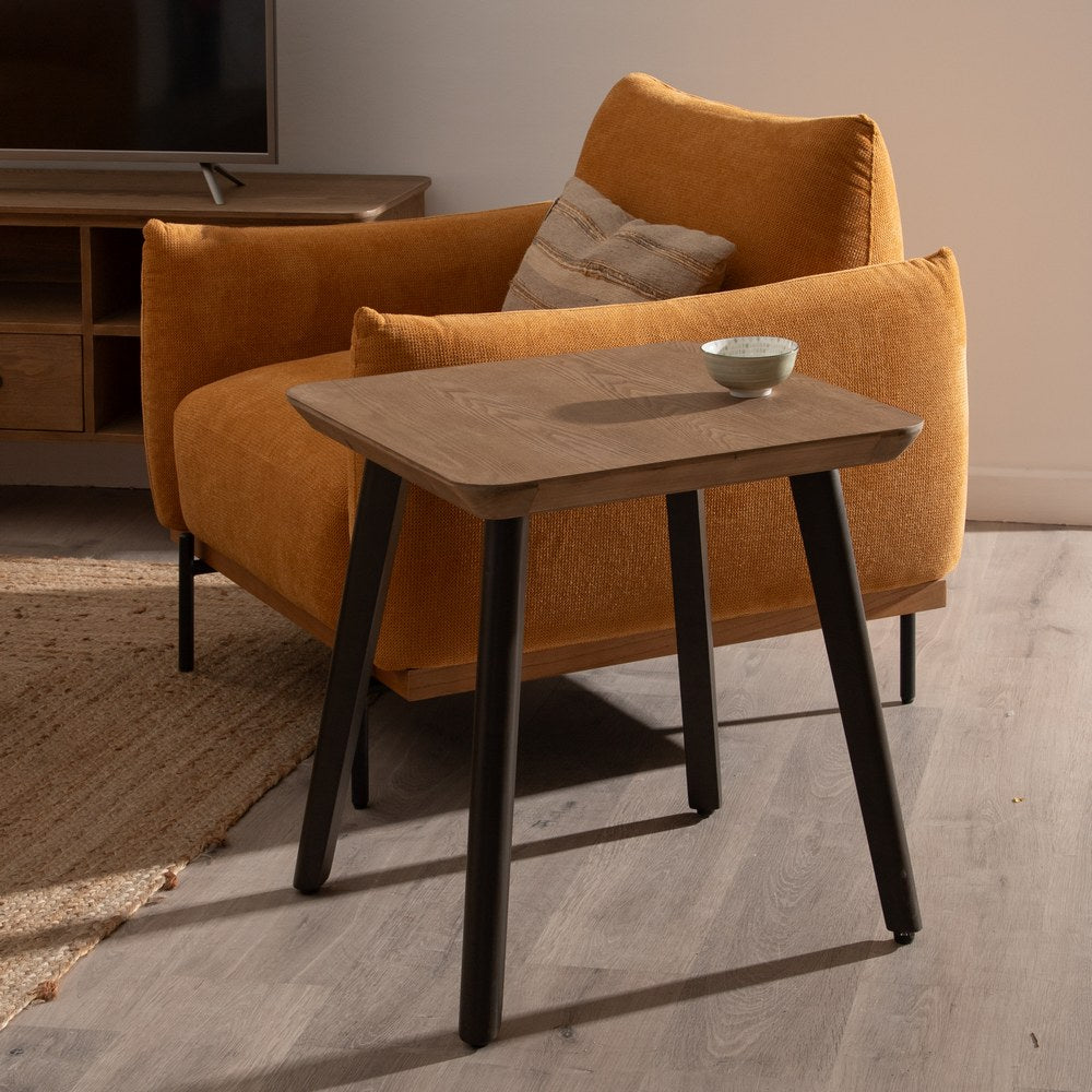 Mesa Auxiliar Natural-negro Madera-metal 58 X 58 X 60 Cm - IXIA