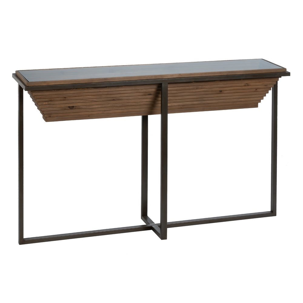 Consola Natural-negro Madera-metal 134 X 32 X 83 Cm - IXIA