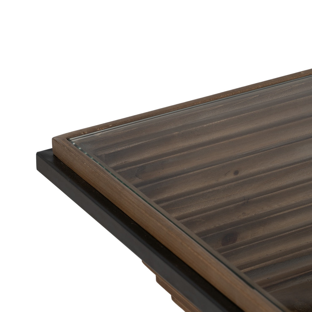 Mesa Centro Natural-negro Madera-metal 120 X 60 X 43,50 Cm - IXIA