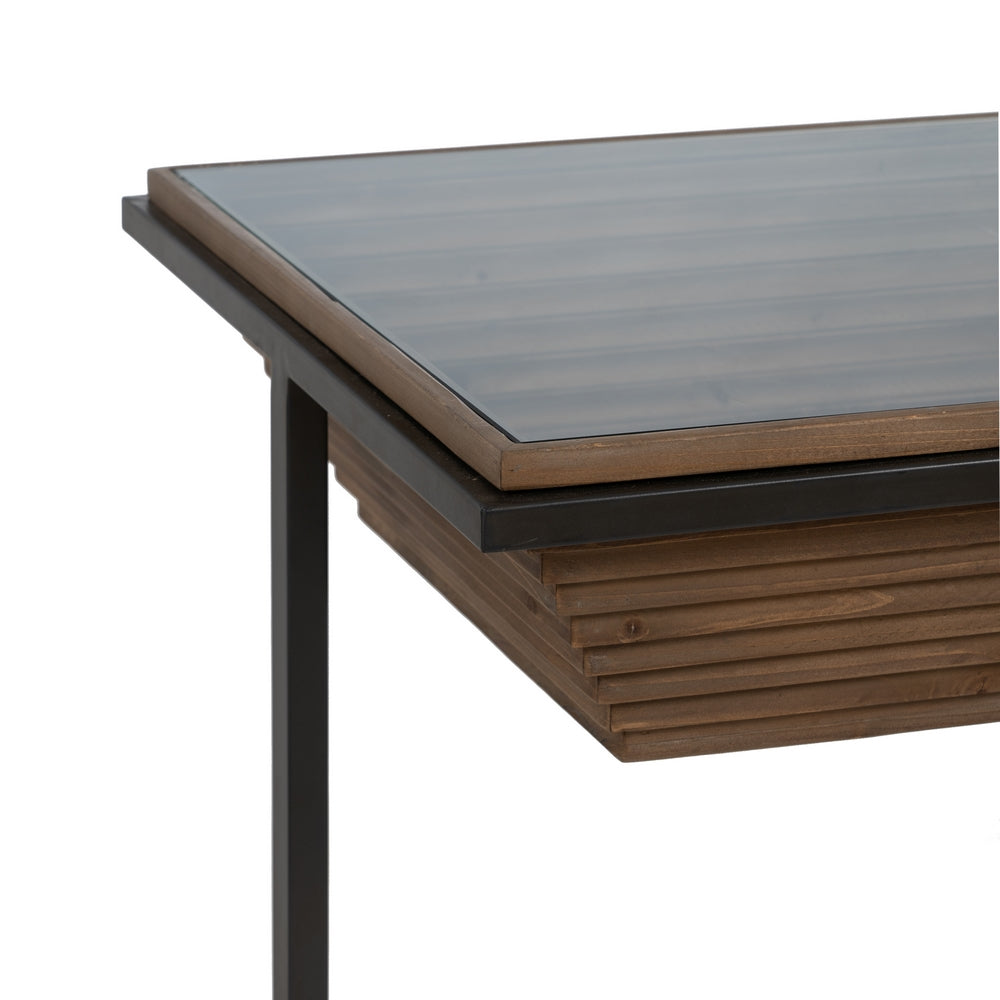 Mesa Centro Natural-negro Madera-metal 120 X 60 X 43,50 Cm - IXIA