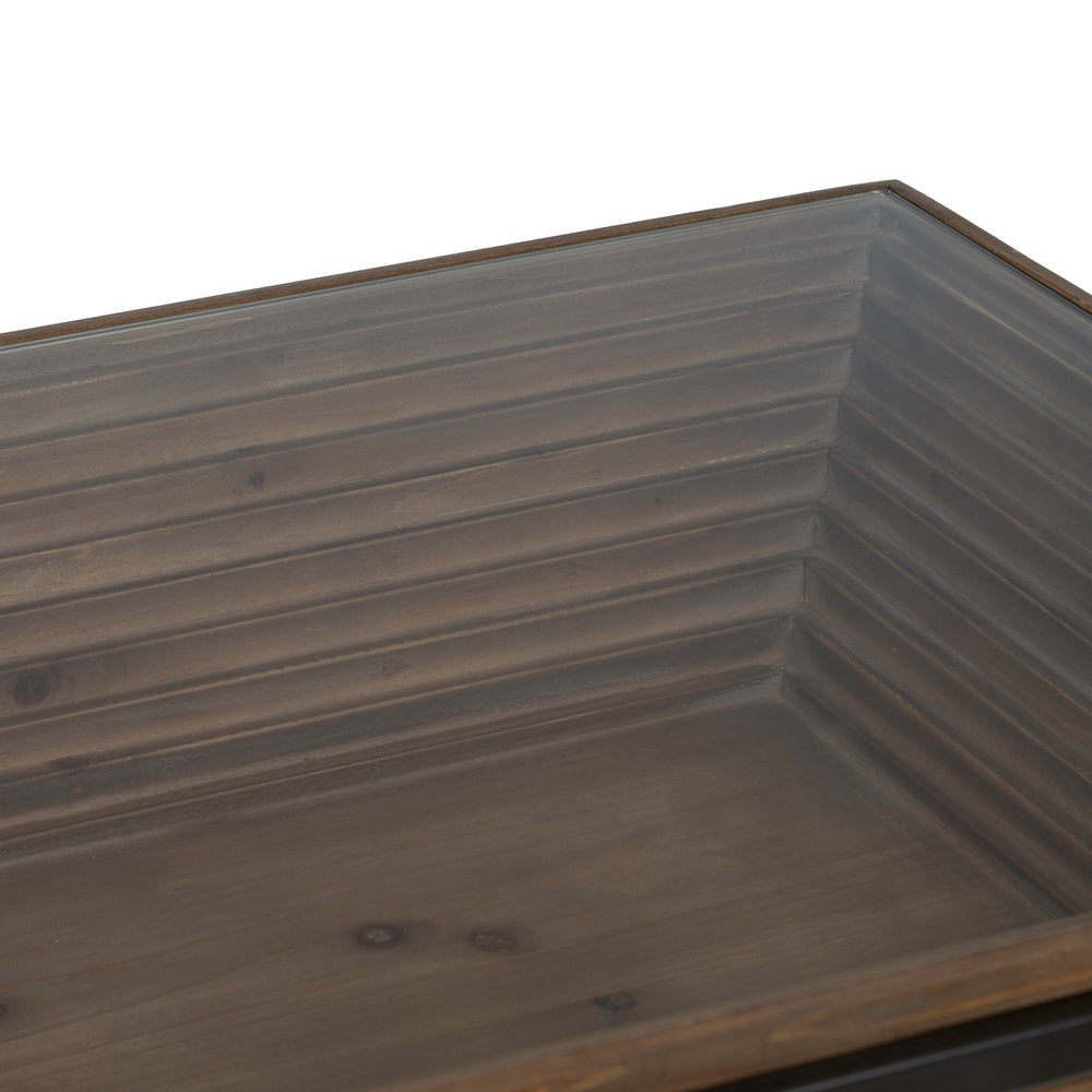 Mesa Centro Natural-negro Madera-metal 120 X 60 X 43,50 Cm - IXIA