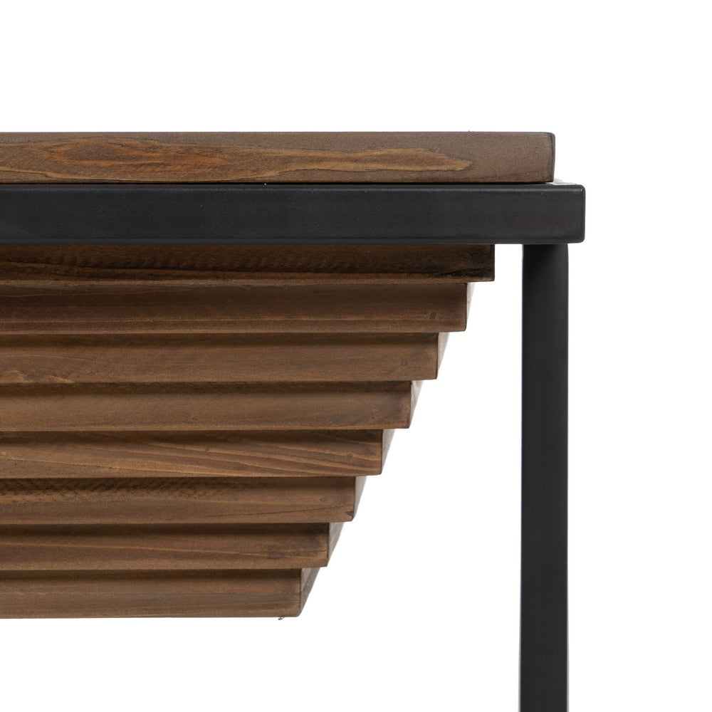 Mesa Centro Natural-negro Madera-metal 120 X 60 X 43,50 Cm - IXIA