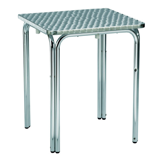 Garbar raya mesa cuadrada exterior 60x60 gris inox