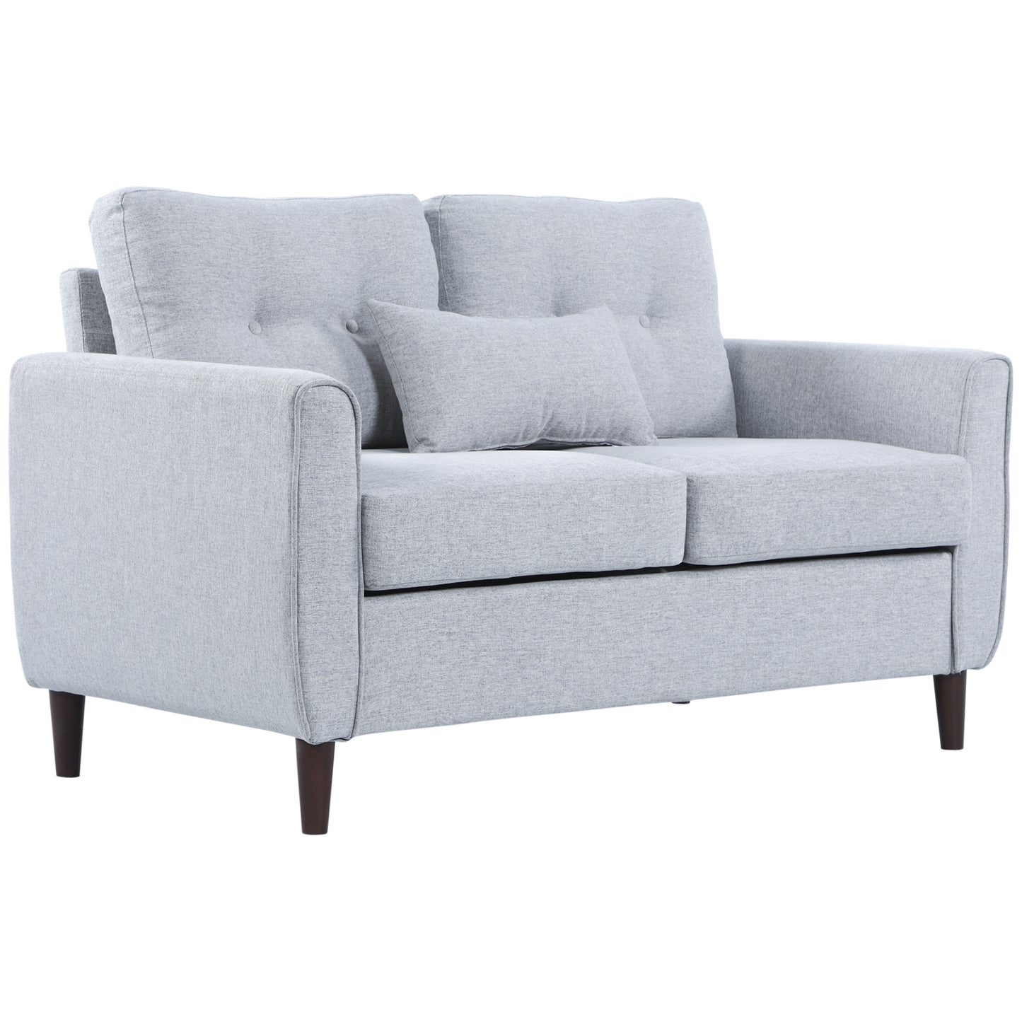 HOMCOM Sofá de 2 Plazas Sillón Biplaza para Salón con Reposabrazos Cojines y Asiento Acolchado Funda de Almohada Lavable 140x78x83 cm Gris Claro