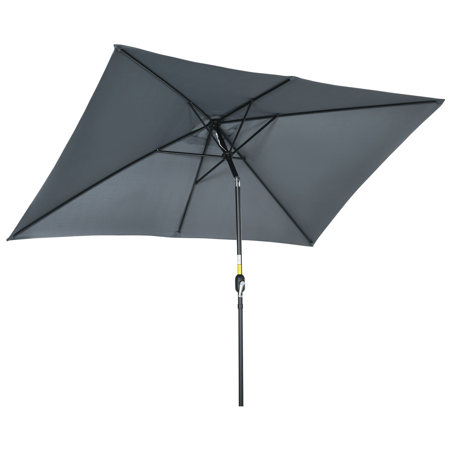 Outsunny Sombrilla de Aluminio 200x300x253 cm Parasol Rectangular de Jardín Inclinable con Manivela y Poste Desmontable Anti-UV para Terraza Piscina Patio Exterior Gris