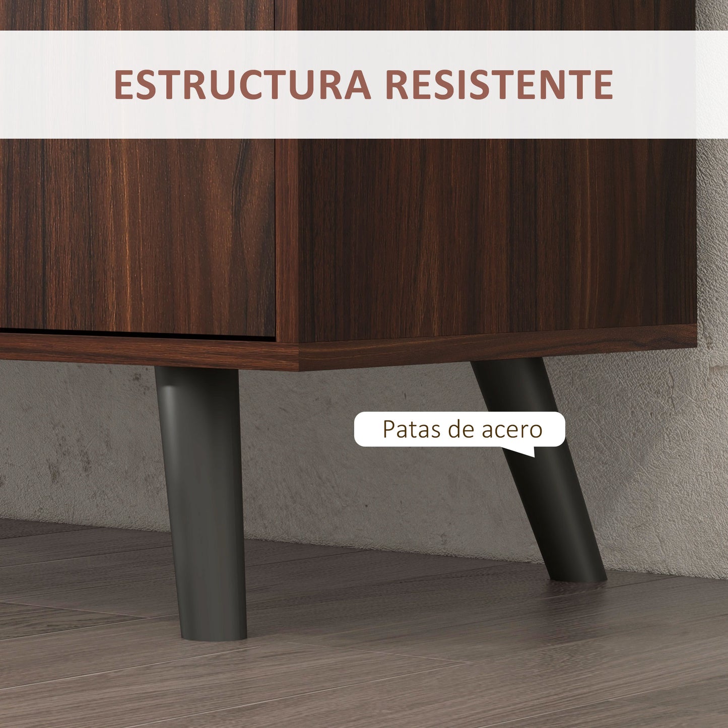 HOMCOM Aparador de Salón Aparador Buffet Mueble Auxiliar de Cocina con 2 Puertas y 3 Cajones para Comedor Dormitorio Oficina 127x40x76 cm Marrón