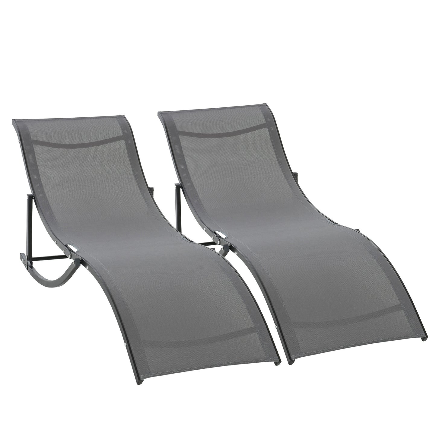 Outsunny Juego de 2 Tumbonas Plegables Tumbonas de Jardín con Marco de Aluminio en Forma de S Carga de 120 kg para Piscina Patio Terraza 165x61x63 cm Gris Oscuro