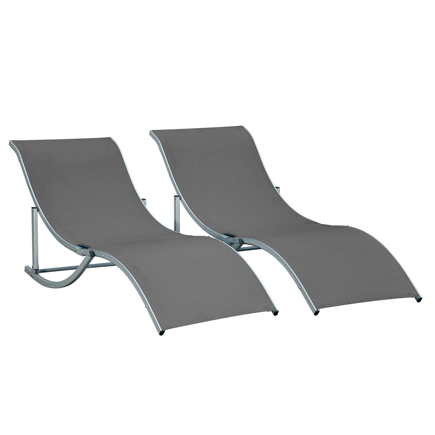 Outsunny Juego de 2 Tumbonas Plegables Tumbonas de Jardín con Marco de Aluminio en Forma de S Carga de 120 kg para Piscina Patio Terraza 165x61x63 cm Gris Oscuro