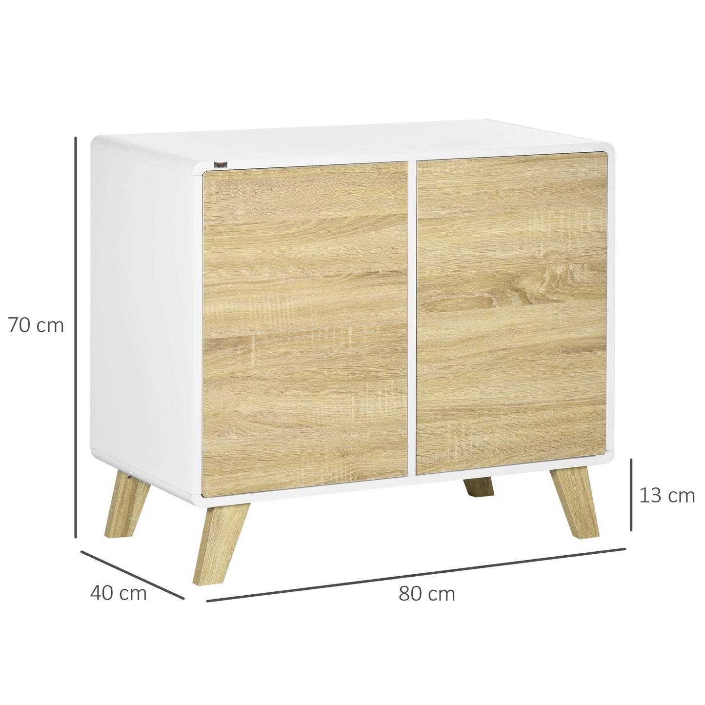 HOMCOM Aparador de Cocina Moderno Buffet de Salón con Puertas de Apertura de Presión y Estante Ajustable para Comedor Dormitorio 80x40x70 cm Blanco y Roble