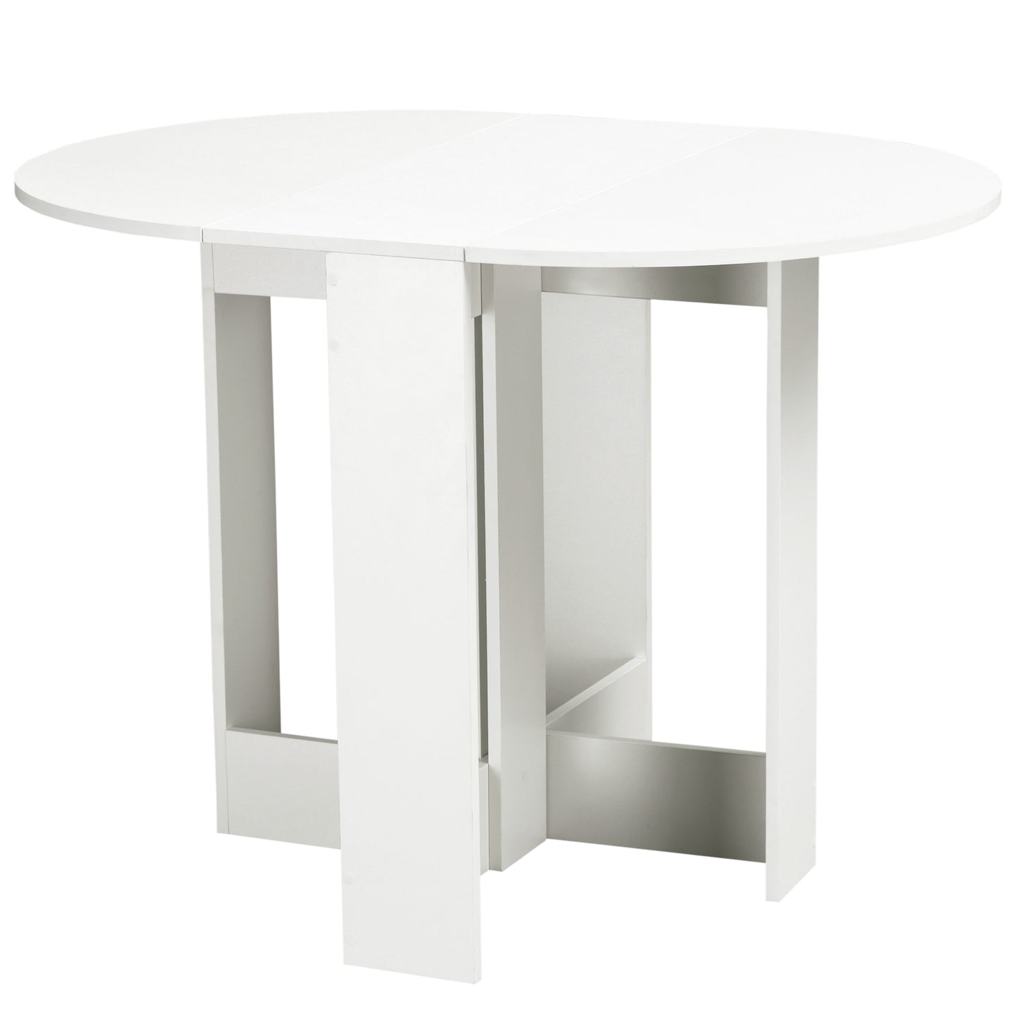 HOMCOM Mesa de Comedor Plegable con 2 Alas Abatibles Mesa Auxiliar de Madera para Cocina Salón 104x76x73,7 cm Blanco