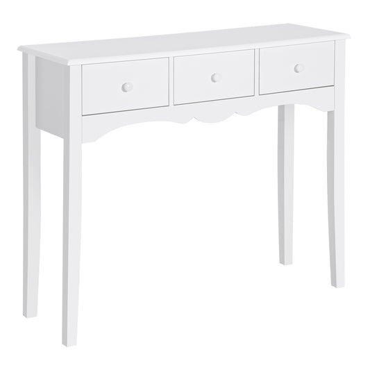 HOMCOM Mesa Consola de Madera Mueble Recibidor de Entrada con 3 Cajones para Salón Pasillo Carga 45 kg 100x32x85 cm Blanco