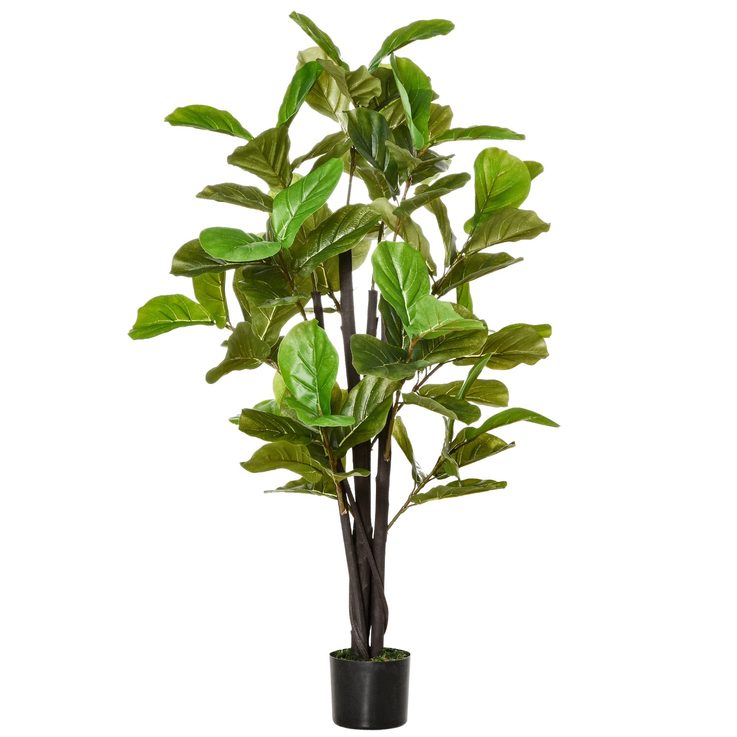 HOMCOM Ficus Artificial 130 cm Planta Artificial con 78 Hojas y Maceta Planta Artificial Decorativa para Interior y Exterior Hogar Salón Oficina Verde