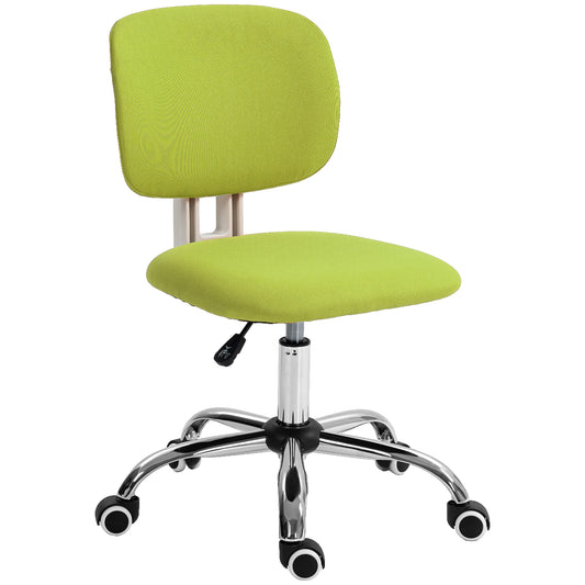 Vinsetto Silla de Oficina sin Brazos Silla de Escritorio Giratoria Tapizado de Tela con Altura Ajustable Estilo Moderno Carga 120 kg 48x53x80-90 cm Verde Lima