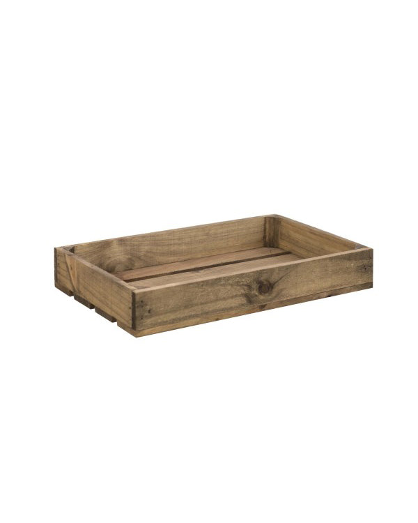 Caja de madera maciza en tono roble oscuro de 49x30,5x7,5cm - DECOWOOD