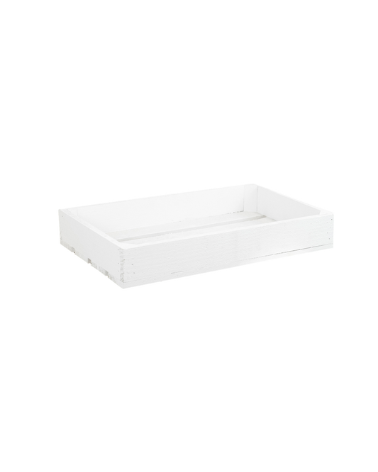 Caja de madera maciza en tono blanco de 49x30,5x7,5cm - DECOWOOD