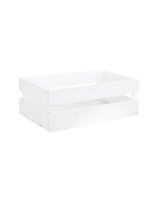 Caja de madera maciza en tono blanco de 49x30,5x17,5cm - DECOWOOD