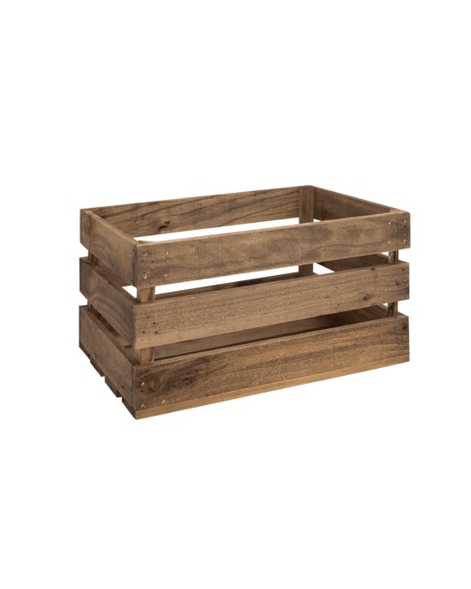 Caja de madera maciza en tono roble oscuro de 49x30,5x25,5cm - DECOWOOD