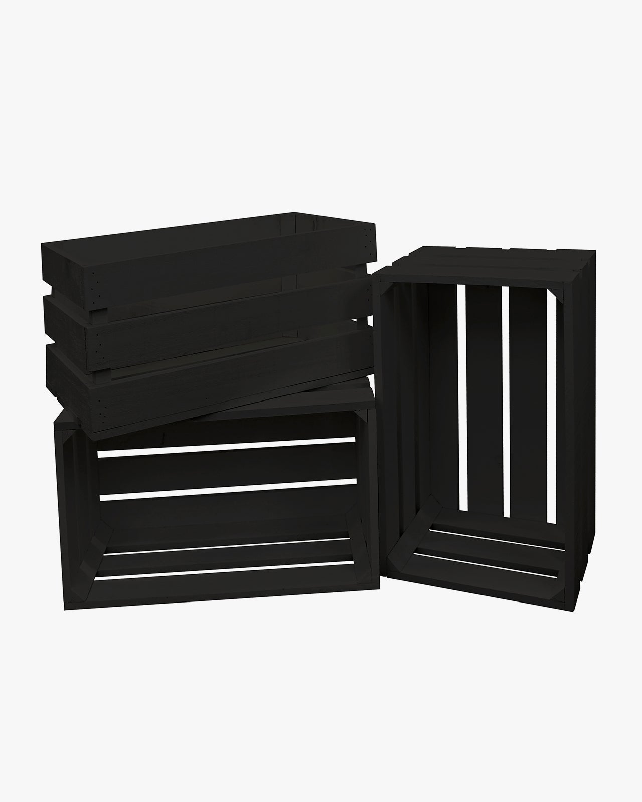 Caja de madera maciza en tono negro de 49x30,5x25,5cm - DECOWOOD