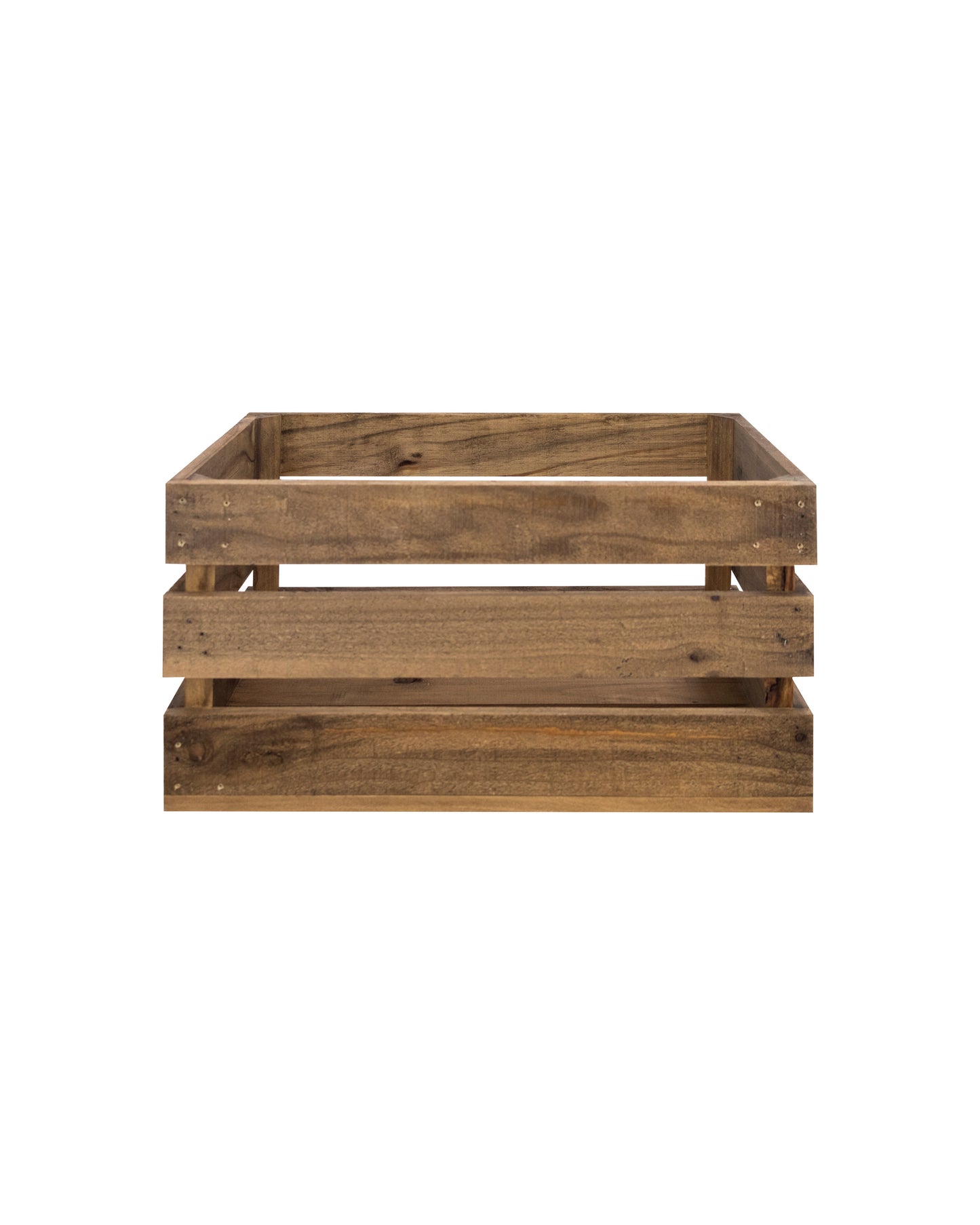 Pack de 3 cajas de madera maciza en tono roble oscuro de 49x30,5x25,5cm - DECOWOOD