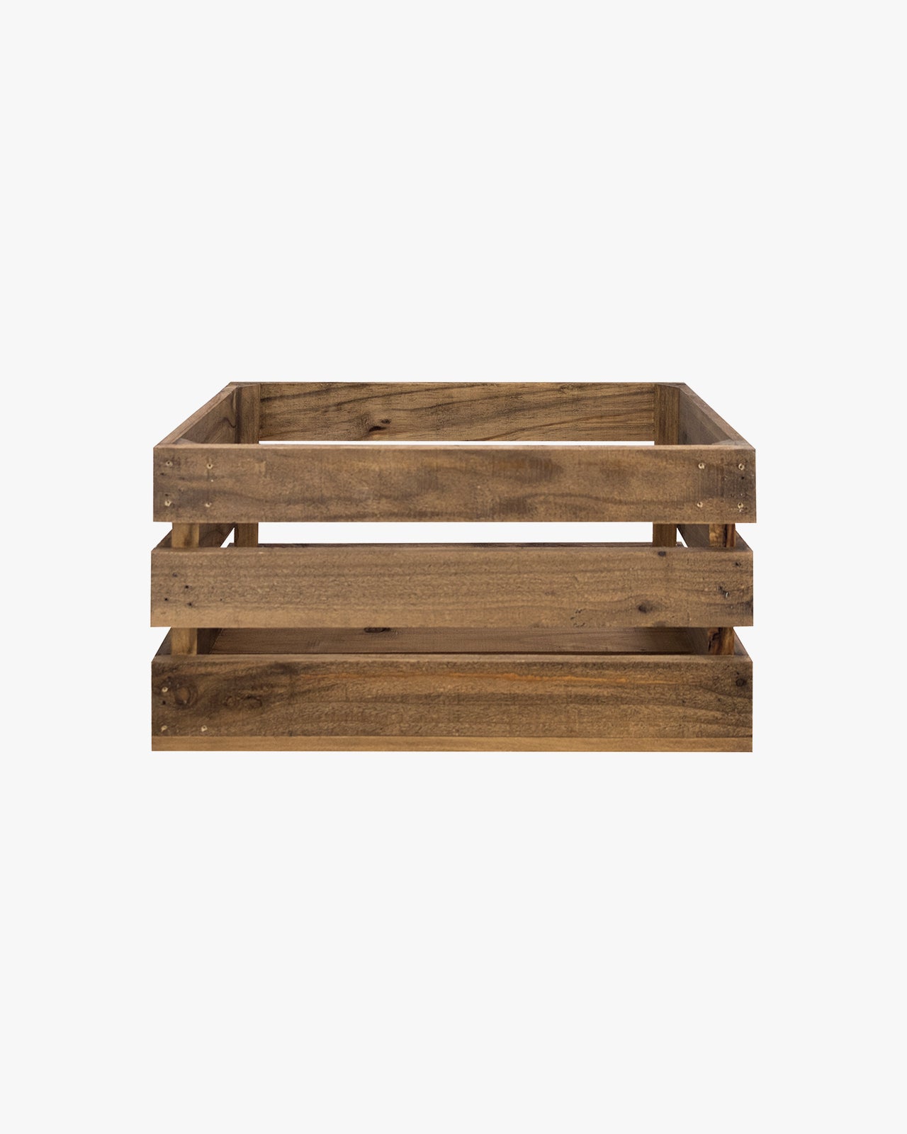 Pack de 3 cajas de madera maciza en tono roble oscuro de 49x30,5x25,5cm - DECOWOOD