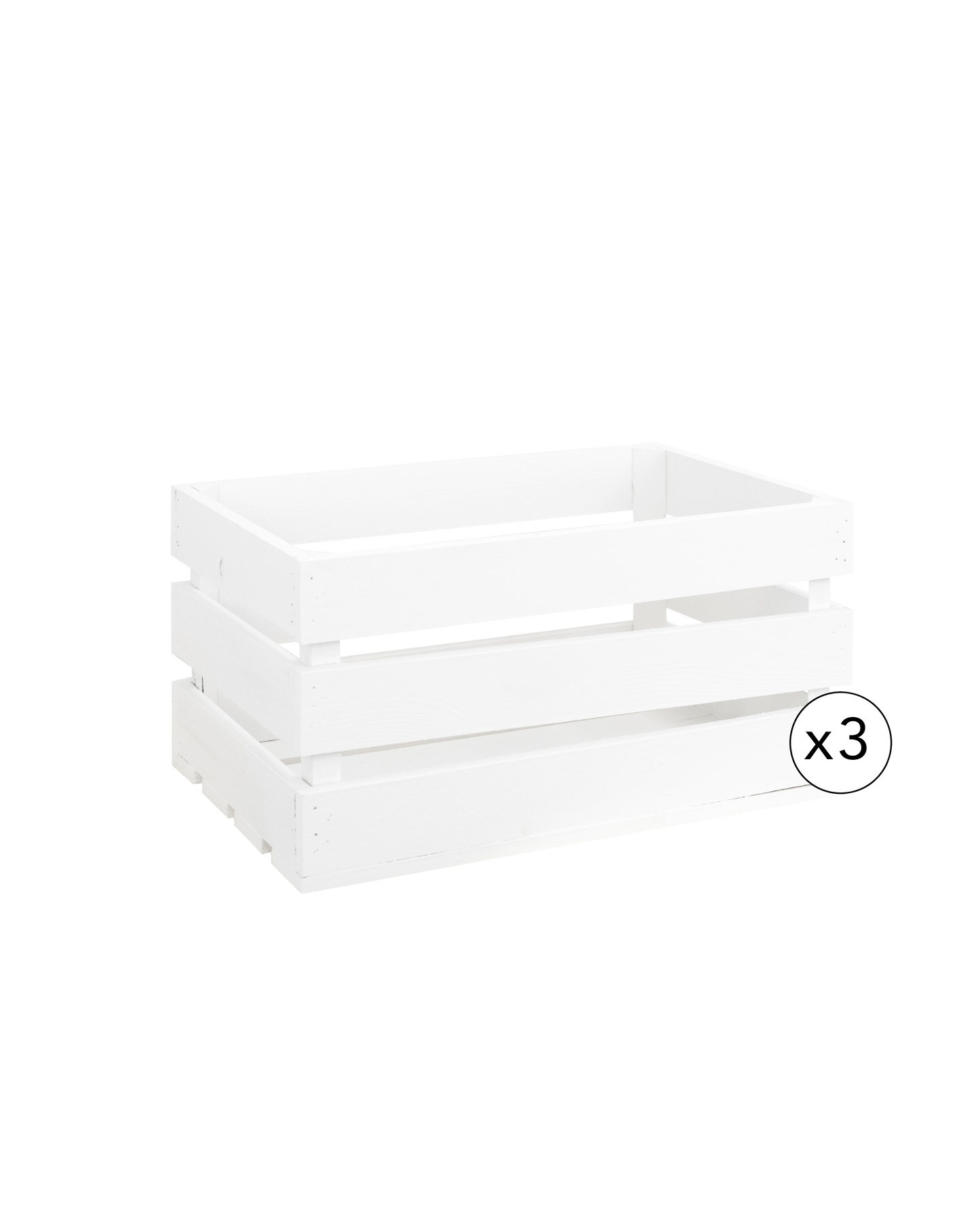 Pack de 3 cajas de madera maciza en tono blanco de 49x30,5x25,5cm - DECOWOOD