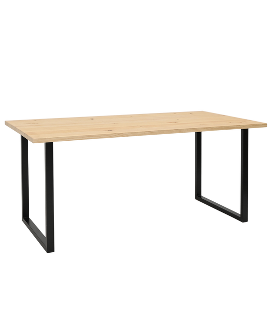 Mesa de comedor de madera maciza natural patas negras 160x80cm - DECOWOOD