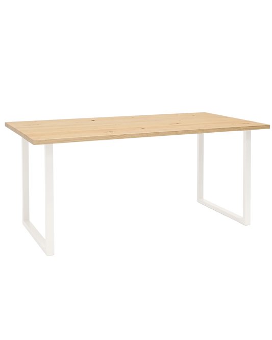 Mesa de comedor de madera maciza natural patas blancas 140x80cm - DECOWOOD