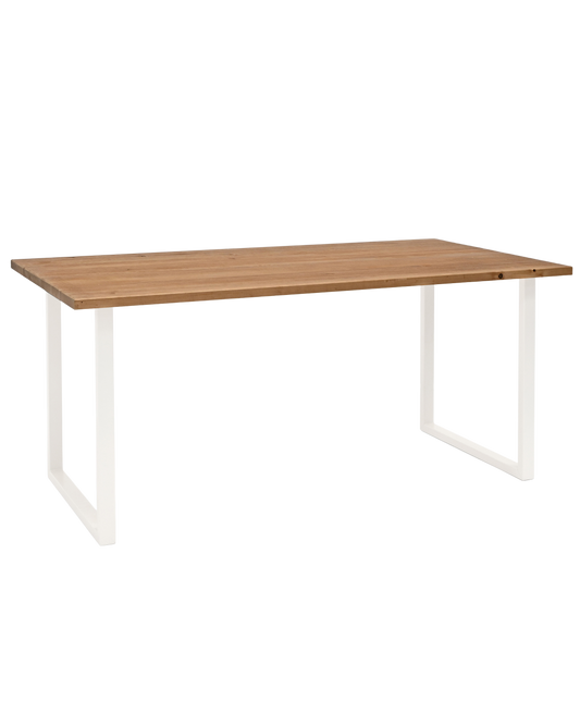 Mesa de comedor de madera maciza roble oscuro patas blancas 140x80cm - DECOWOOD