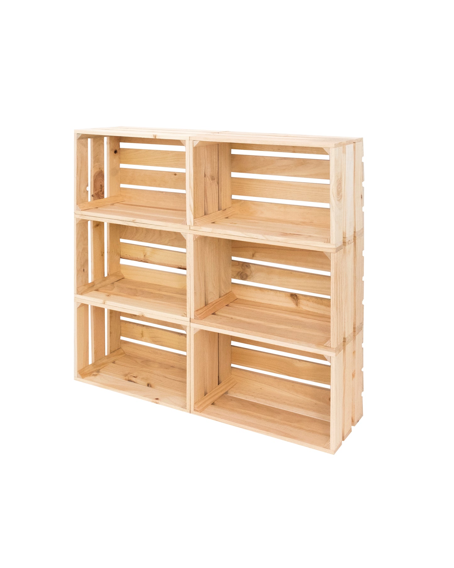 Pack de 6 cajas de madera maciza en tono natural de 49x30,5x25,5cm - DECOWOOD