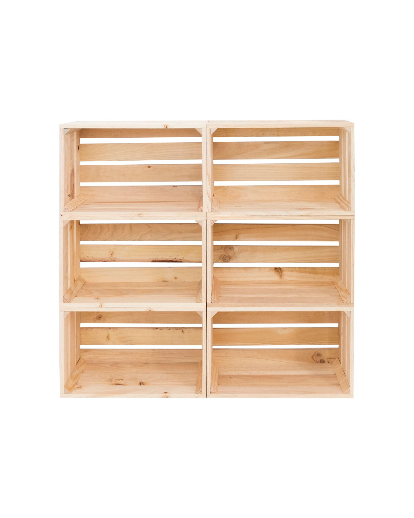 Pack de 6 cajas de madera maciza en tono natural de 49x30,5x25,5cm - DECOWOOD