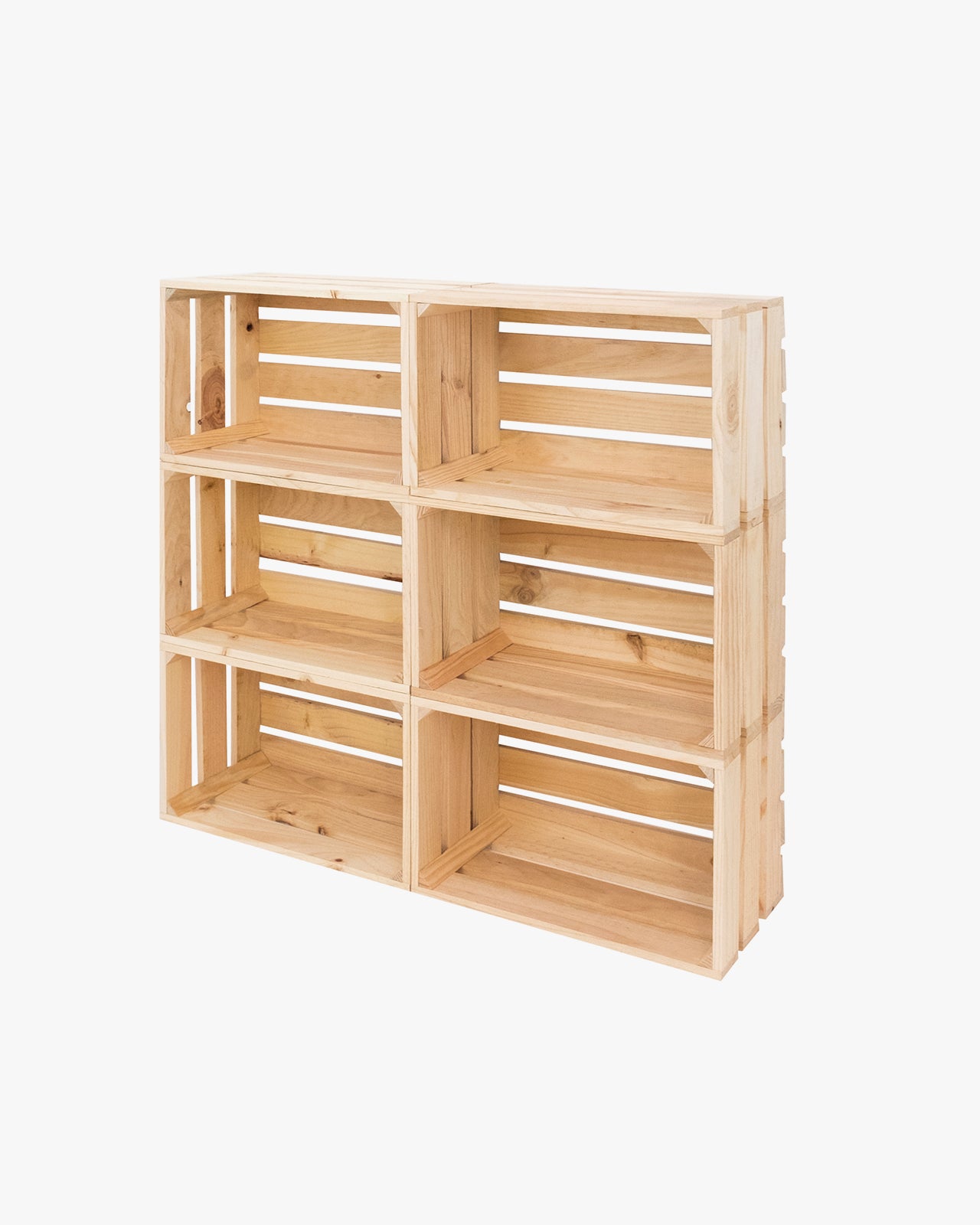 Pack de 6 cajas de madera maciza en tono natural de 49x30,5x25,5cm - DECOWOOD