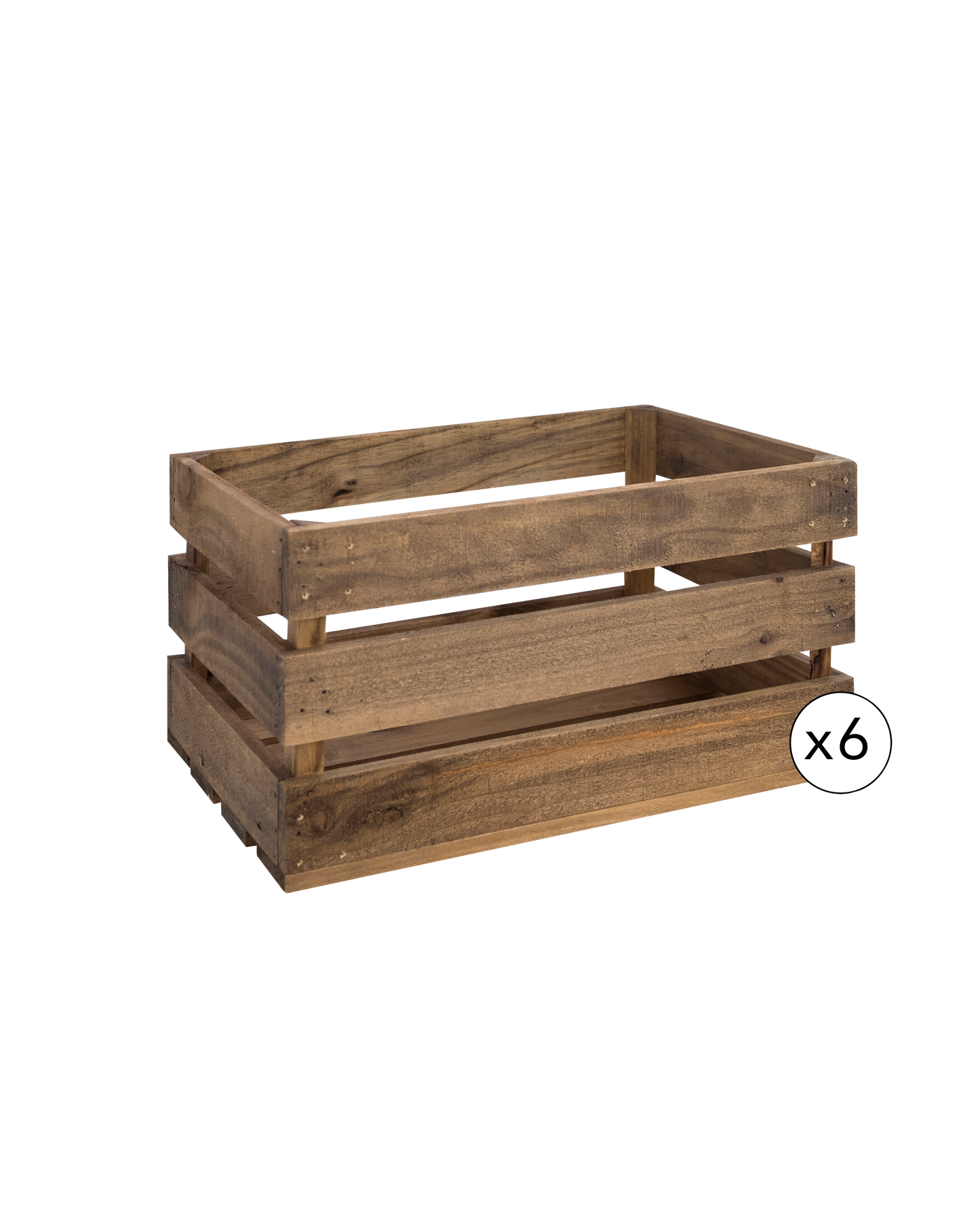 Pack de 6 cajas de madera maciza en tono roble oscuro de 49x30,5x25,5cm - DECOWOOD