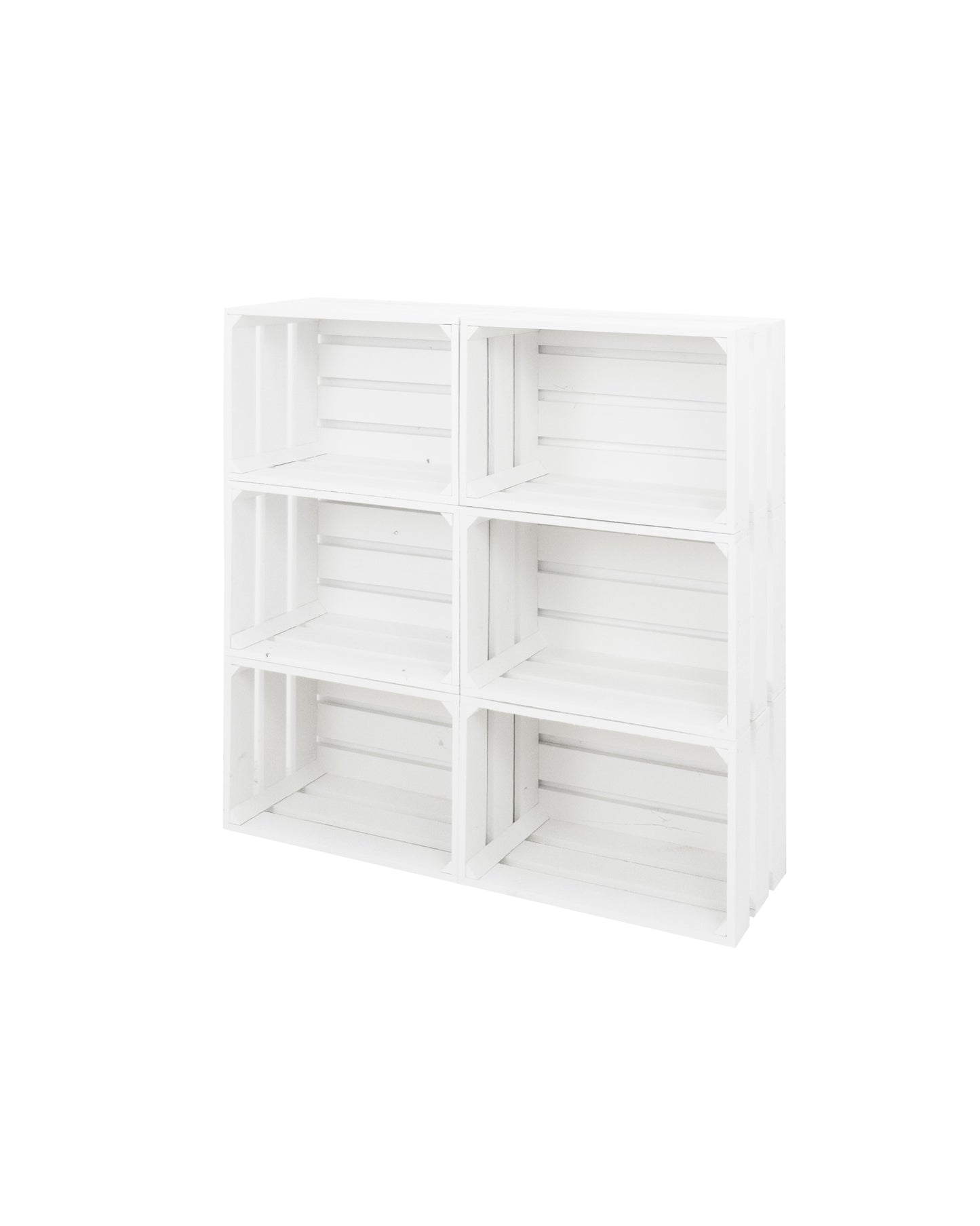 Pack de 6 cajas de madera maciza en tono blanco de 49x30,5x25,5cm - DECOWOOD