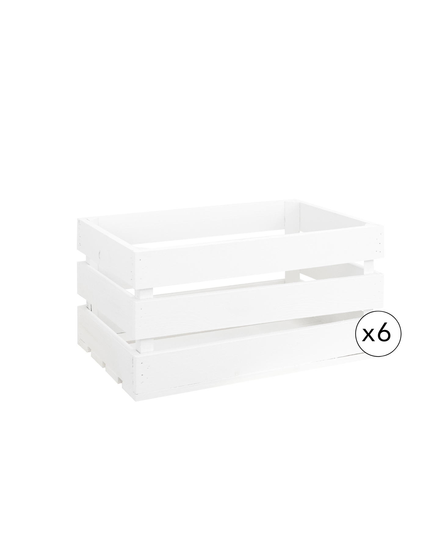 Pack de 6 cajas de madera maciza en tono blanco de 49x30,5x25,5cm - DECOWOOD