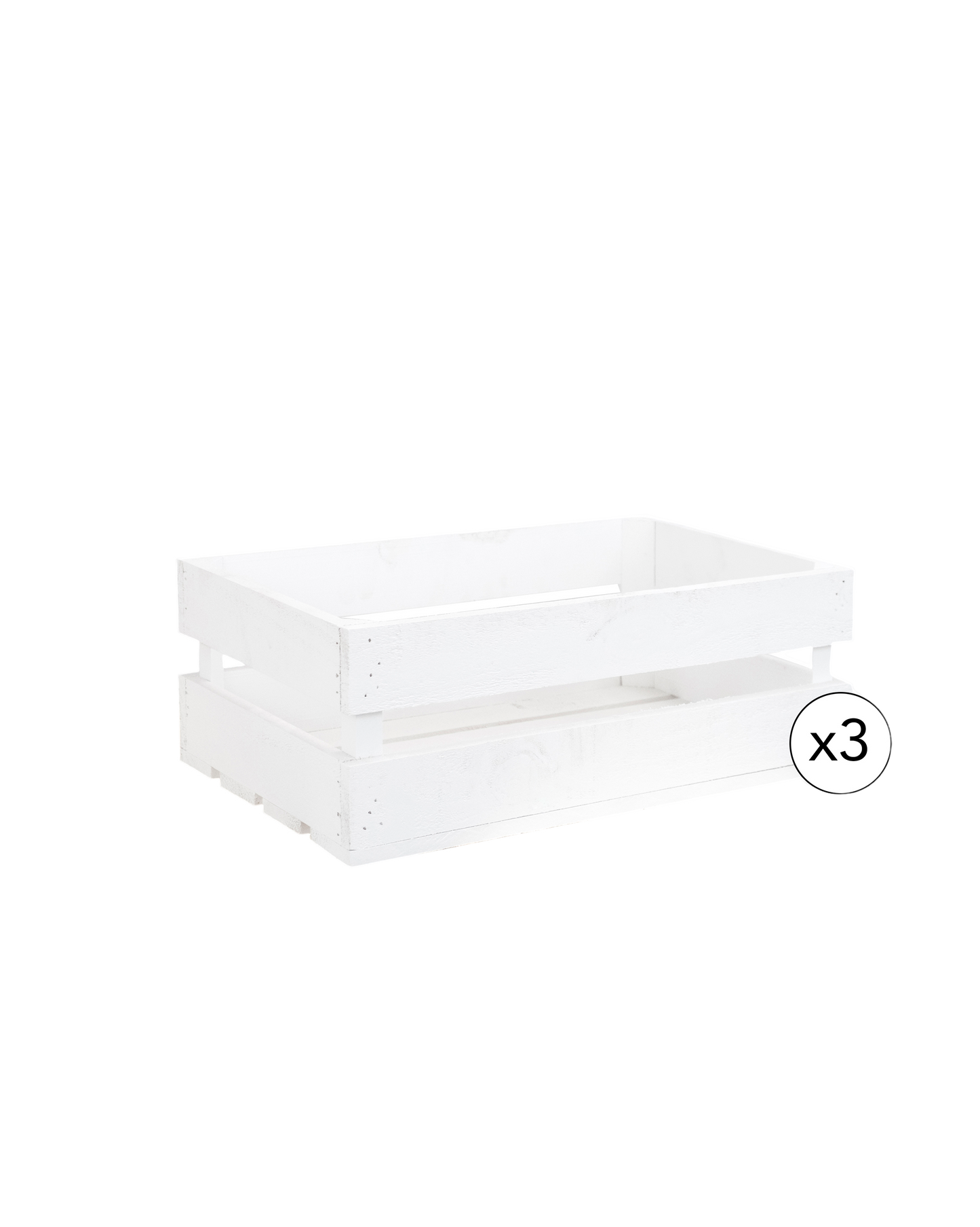 Pack de 3 cajas de madera maciza en tono blanco de 49x30,5x17,5cm - DECOWOOD