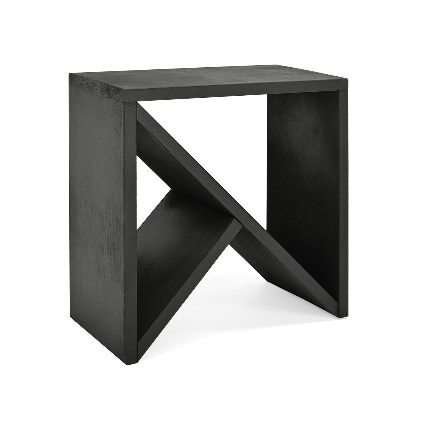 Mesita de noche o auxiliar de madera maciza en tono negro de 50x50cm - DECOWOOD