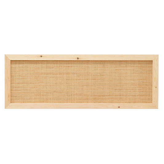 Cabecero de madera maciza y rafia en tono natural de 140x60cm - DECOWOOD