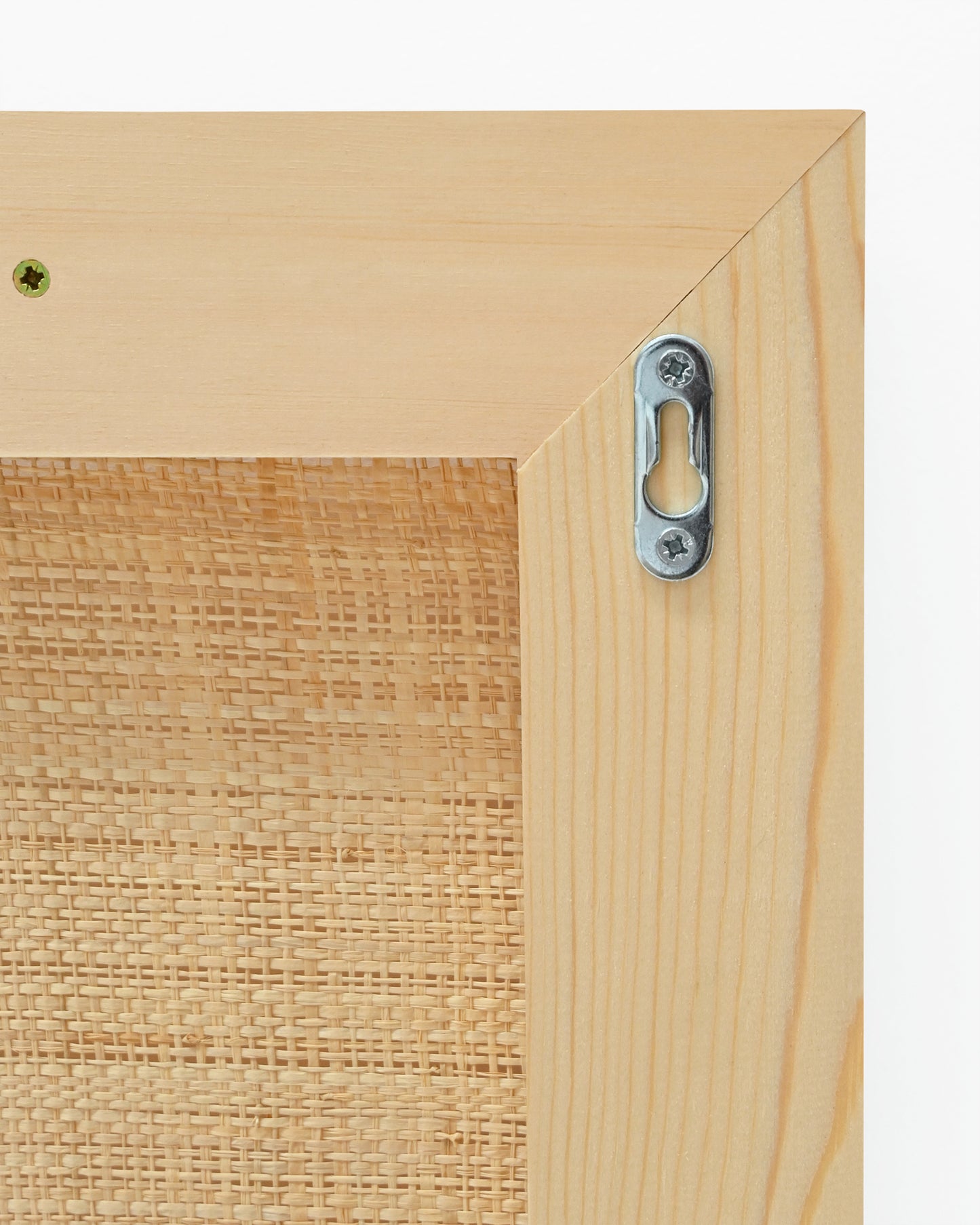 Cabecero de madera maciza y rafia en tono natural de 100x60cm - DECOWOOD