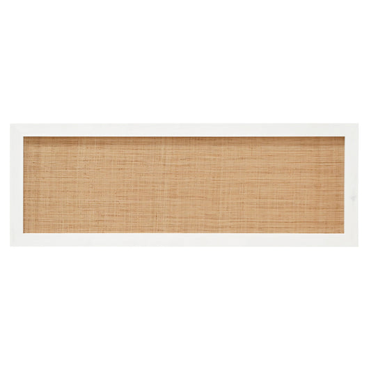 Cabecero de madera maciza y rafia en tono blanco de 140x60cm - DECOWOOD