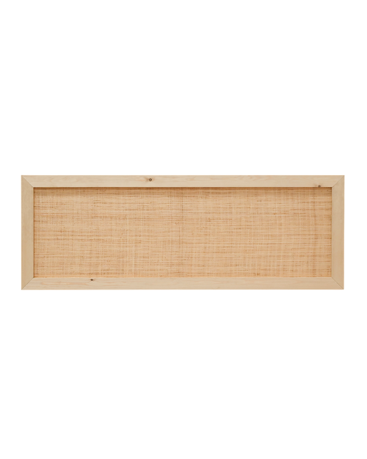 Cabecero de madera maciza y rafia en tono olivo de 100x60cm - DECOWOOD