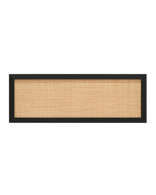 Cabecero de madera maciza y rafia en tono negro de 140x60cm - DECOWOOD
