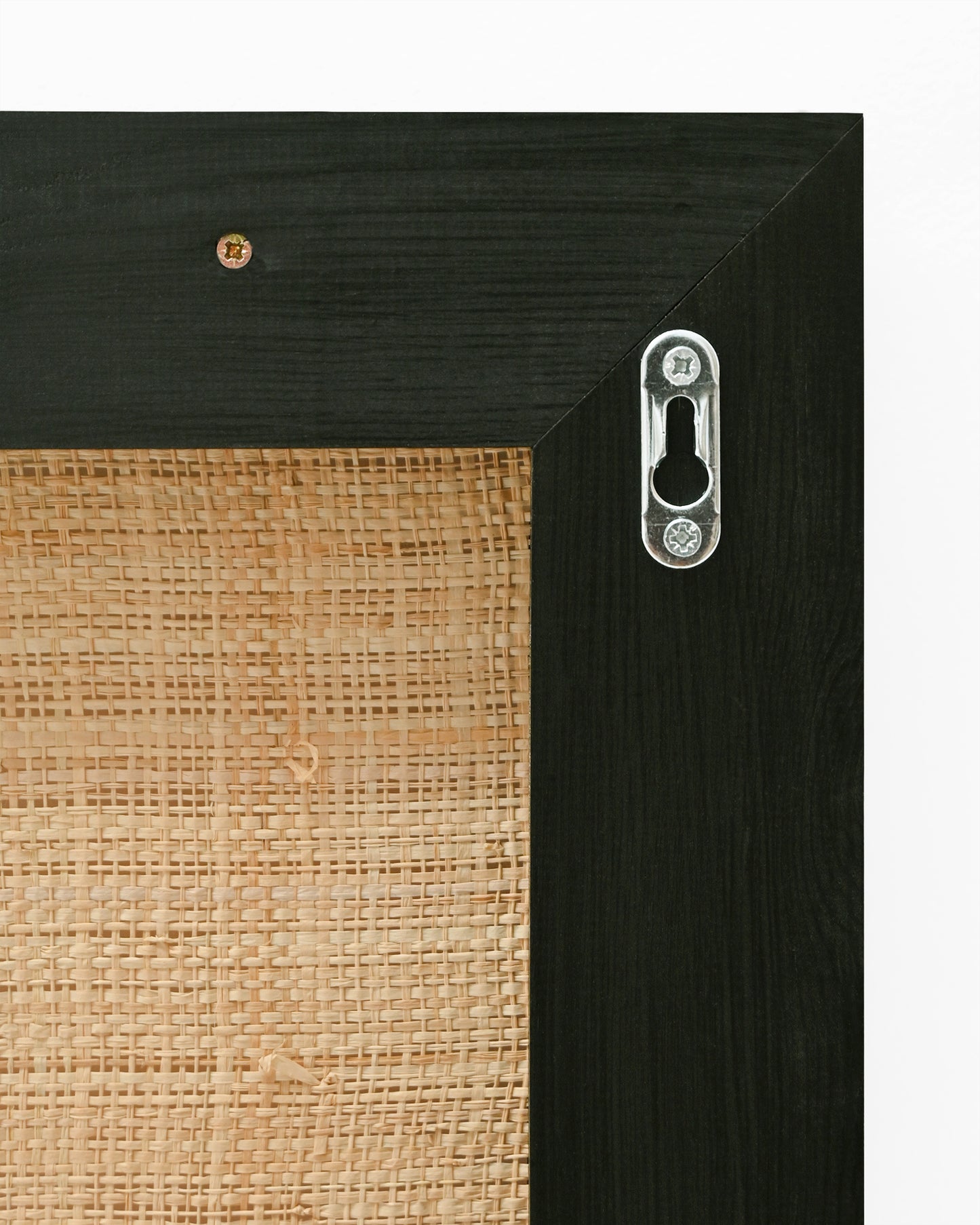 Cabecero de madera maciza y rafia en tono negro de 180x60cm - DECOWOOD