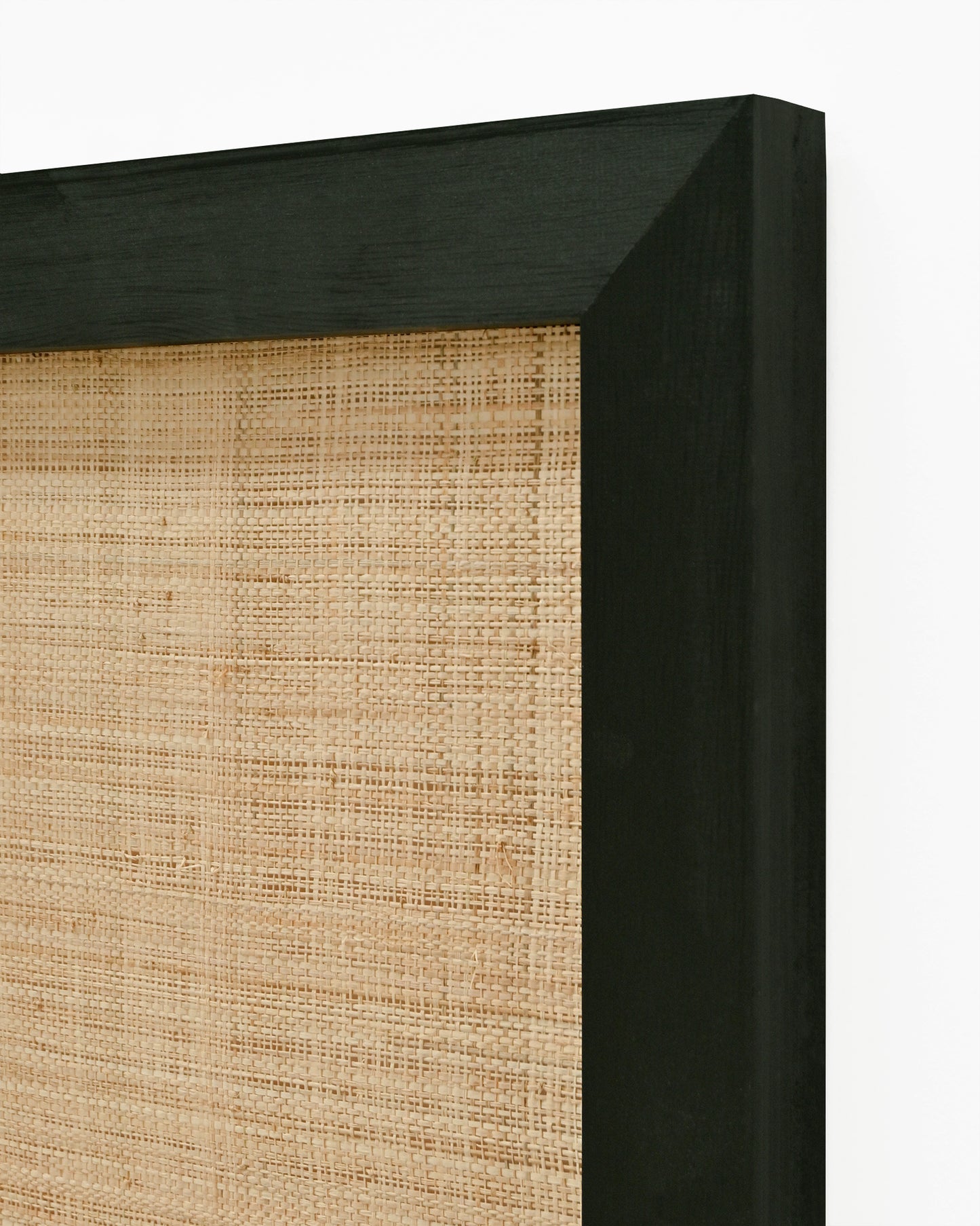 Cabecero de madera maciza y rafia en tono negro de 200x60cm - DECOWOOD