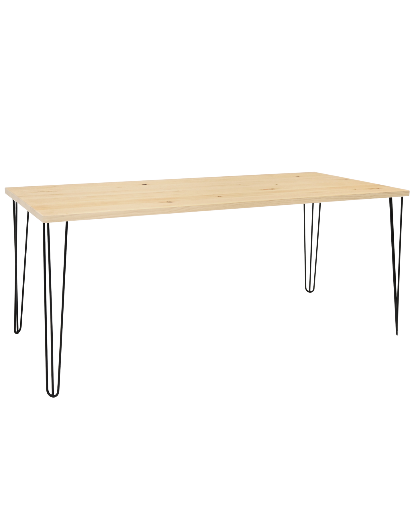 Mesa de comedor de madera maciza natural patas negras 180x80cm - DECOWOOD