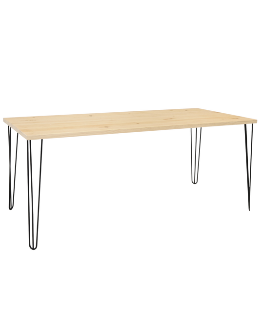 Mesa de comedor de madera maciza natural patas negras 180x80cm - DECOWOOD