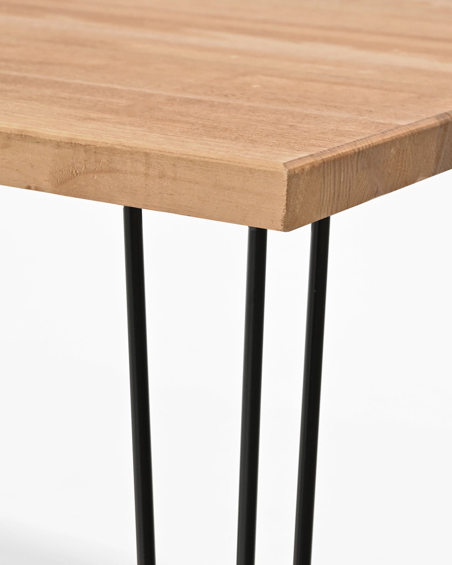 Mesa de comedor de madera maciza roble oscuro patas negras 200x80cm - DECOWOOD