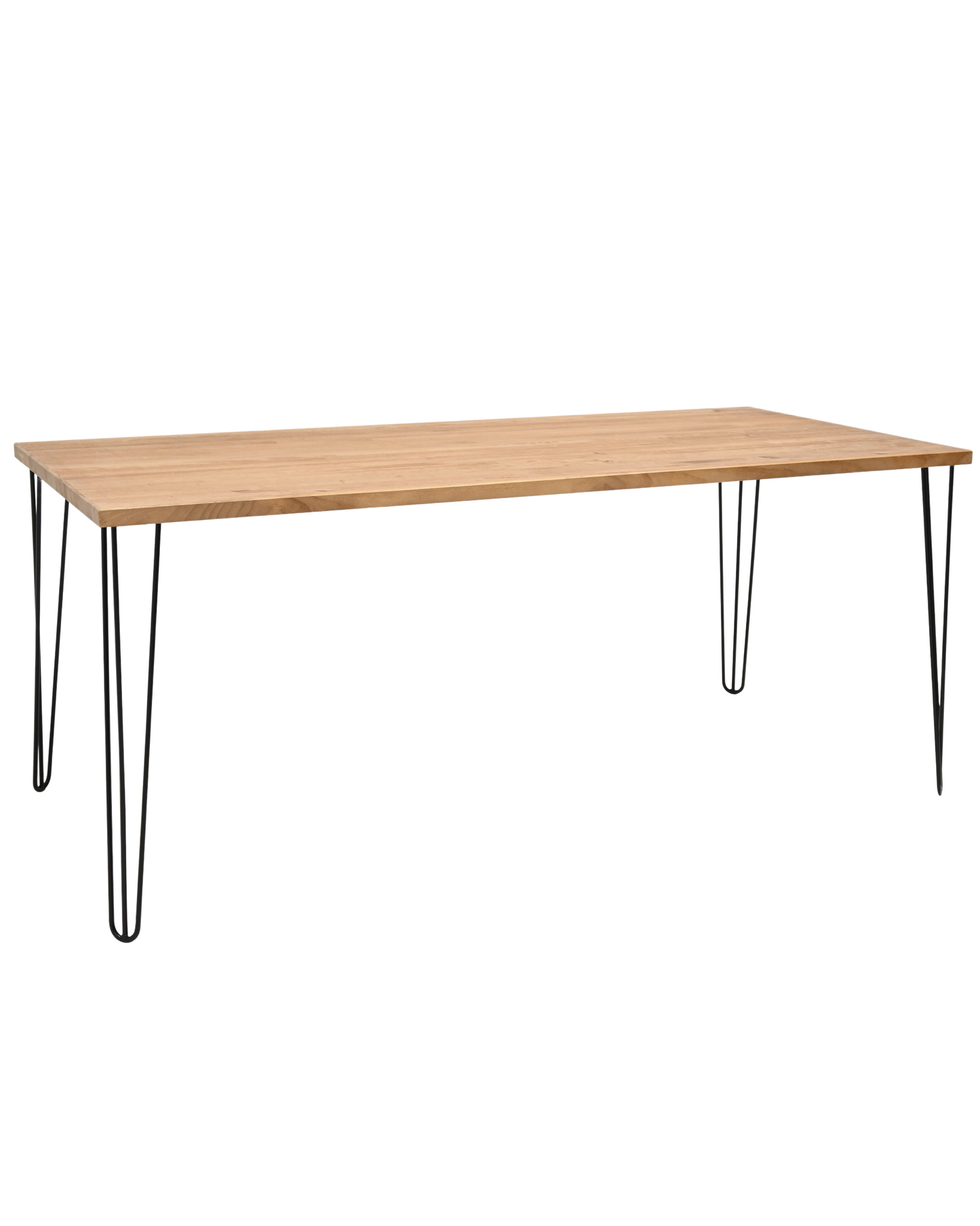 Mesa de comedor de madera maciza roble oscuro patas negras 200x80cm - DECOWOOD